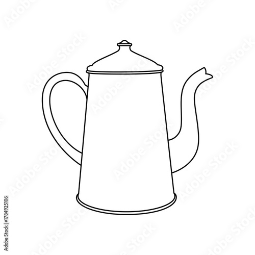 Vintage teapot outline vector illustration. Perfect for tea packaging, kitchen prints, cafe logos, or retro-style design projects.