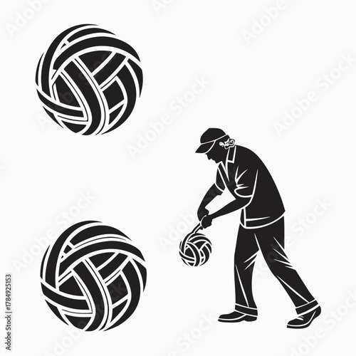Sepak takraw player kicking rattan ball