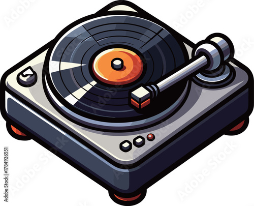 レコード再生のターンテーブルのイラスト