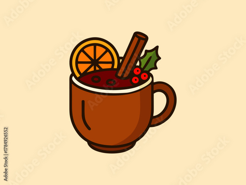 Spiced Wine (Mulled Wine) in a ceramic glass