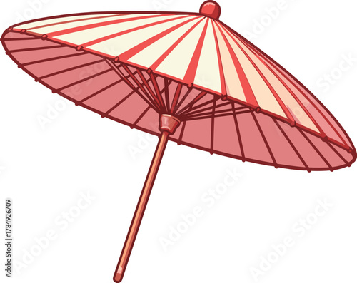 ピンクの番傘のイラスト