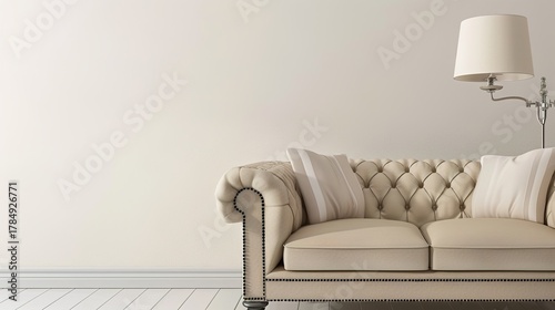 Elegant cream-colored furniture set including sofa, chair, table and cabinet enhancing modern home interior with soft neutral tones, bringing warmth and sophistication to living room