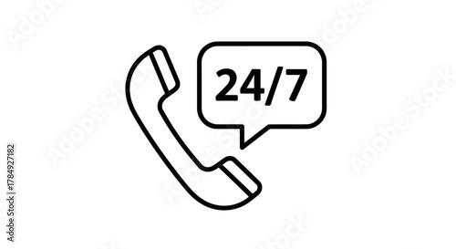 a telephone icon with speech bubble indicating twenty four seven availability