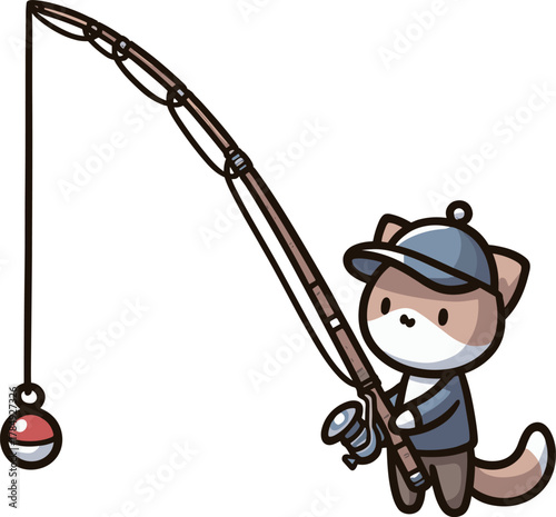 釣りをしている猫のイラスト