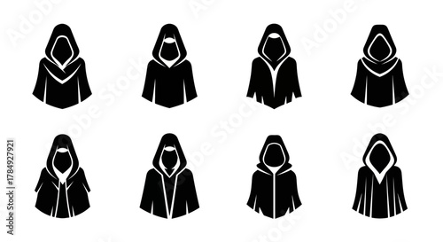 a group of cloaked figures standing in a mysterious formation