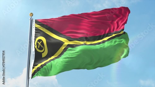 4K Vanuatu flag waving in the wind - realistic Vanuatu flag animation in high resolution, perfect for Vanuatu national day, independence, travel and patriotic video projects