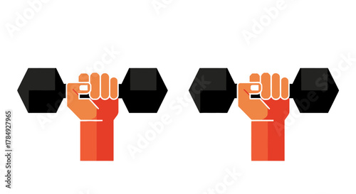 three hands lifting dumbbells showing strength and fitness