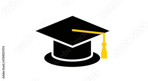 a graduation cap with yellow tassel symbolizing academic achievement