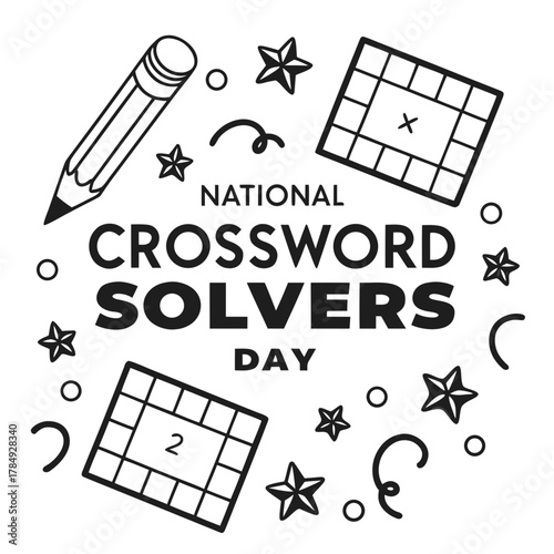 NATIONAL CROSSWORD SOLVERS DAY vector illustration