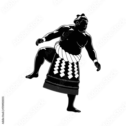 Silhouette of a sumo wrestler against a white background
