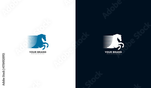 Elegant speed running horse logo, fast running horse icon, speed symbol, vector illustration