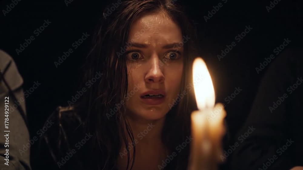 custom made wallpaper toronto digitalIntense Candlelight Vigil A Womans Fearful Reaction in the Dark.