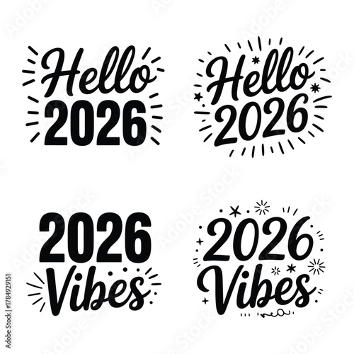 Happy new year 2026 typography design with positive vibes