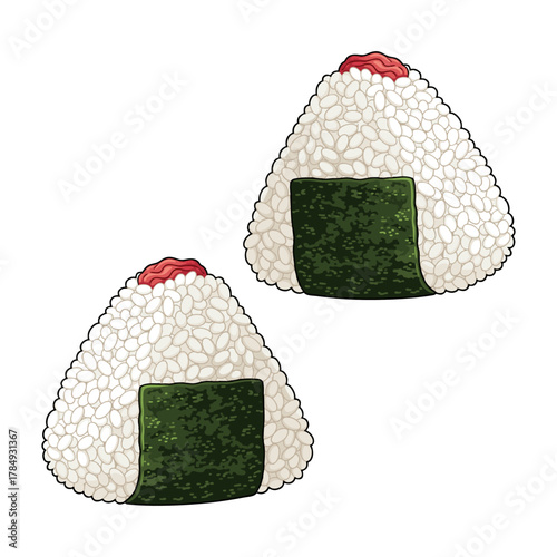 vector illustration of onigiri with white background