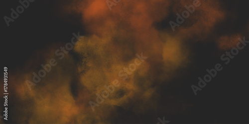 Brown texture. Orange powder explosion on black background. grunge and grainy abstract Flying through stormy brown clouds .