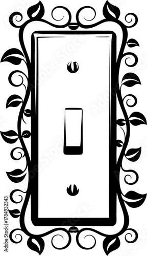 Ornamental light switch with decorative vine frame elegant floral border design for home interior inspiration and wall decor