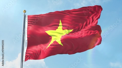 4K Vietnam flag waving in the wind - realistic Vietnam flag animation in high resolution, perfect for Vietnam national day, independence, travel and patriotic video projects