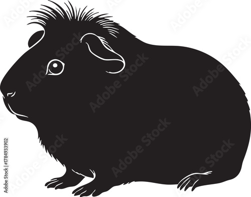 Silhouette of a cute guinea pig, small pet rodent, domestic animal icon.