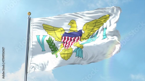 4K United States Virgin Islands flag waving in the wind - realistic United States Virgin Islands flag animation in high resolution, perfect for United States Virgin Islands national day, independence,