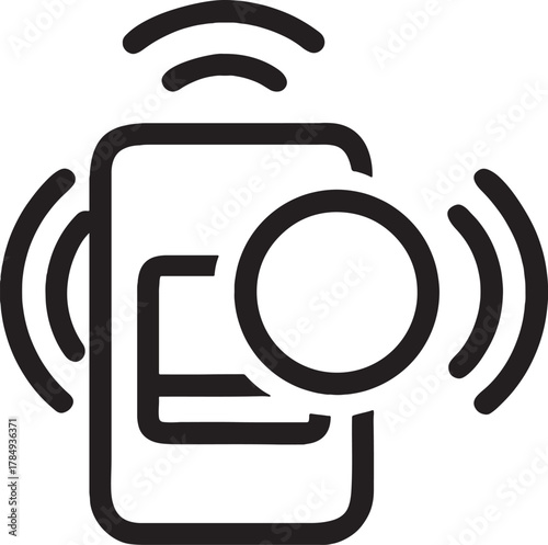 Smartphone with nfc tag and signal waves