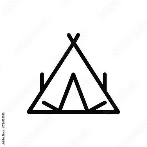 A stylized lineart depiction of a tipi or tent