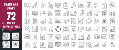 Editable Stroke Chart & Graph Icon Set — Data, Analytics, and Statistics Vector Symbols Collection
