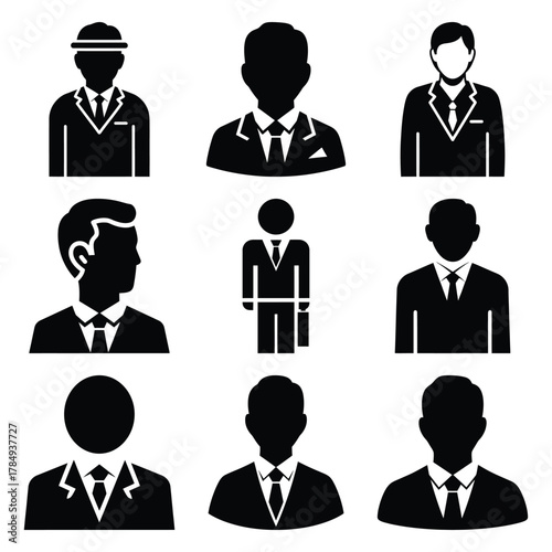 ceo silhouette Business icon set.