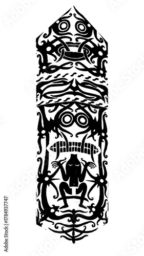 Black carved shield from the Dayak Taman tribe in West Kalimantan, Indonesia