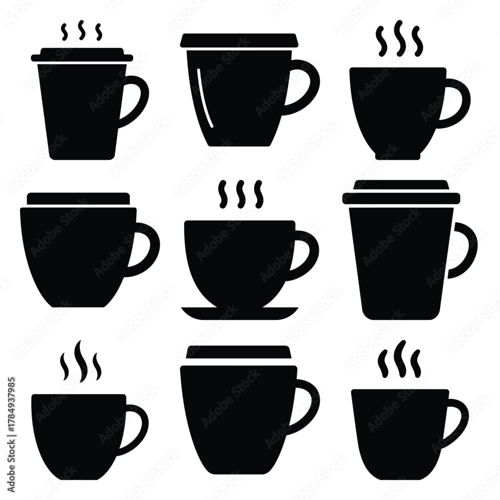 Obraz premium coffee cup silhouette Business icon set.
