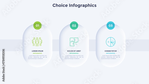 Startup project boosting research rectangular choice infographic chart design template. Business success infochart with icons. Instructional graphics with 3 options. Visual data presentation