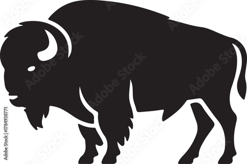 Bull silhouette vector illustration in black and white