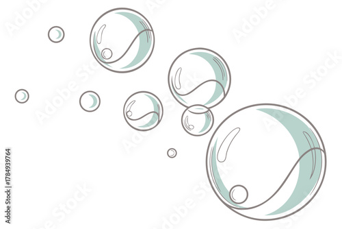 Floating soap bubbles with pastel accents water spherical