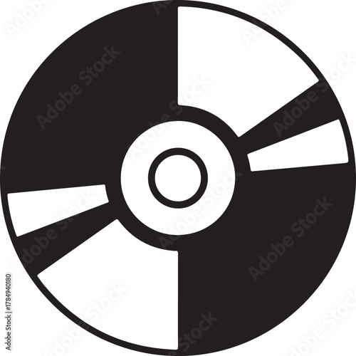 Compact disc vector icon in dark grey color for media storage and digital data representation