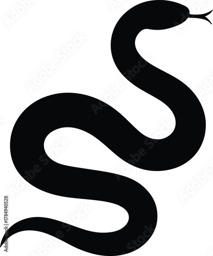 Minimalist Black Snake Silhouette Vector on White Background