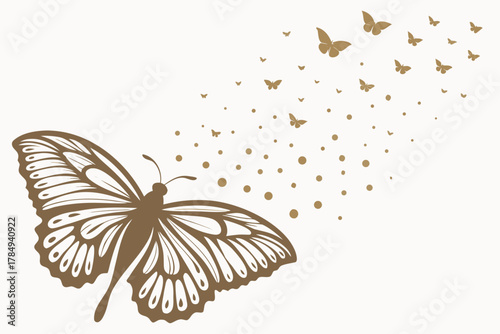 Large Butterfly With Small Butterflies And Dots tiny