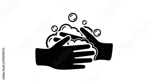 proper hand washing technique demonstrated with soap bubbles