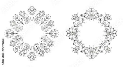 intricate floral designs in circular patterns side by side