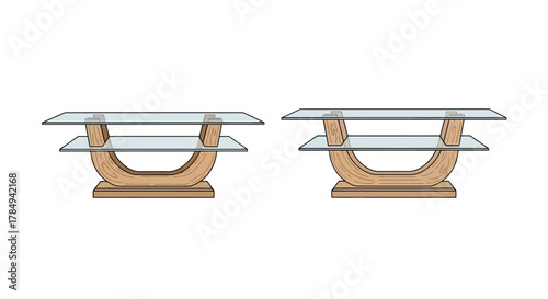 modern glass tables with wooden bases elegant design for living room