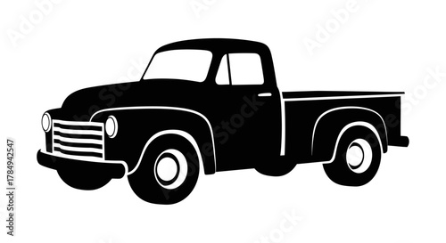 a classic black pickup truck silhouette with vintage design features
