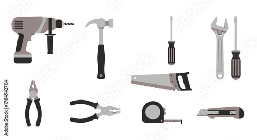 a collection of various tools arranged neatly for easy identification