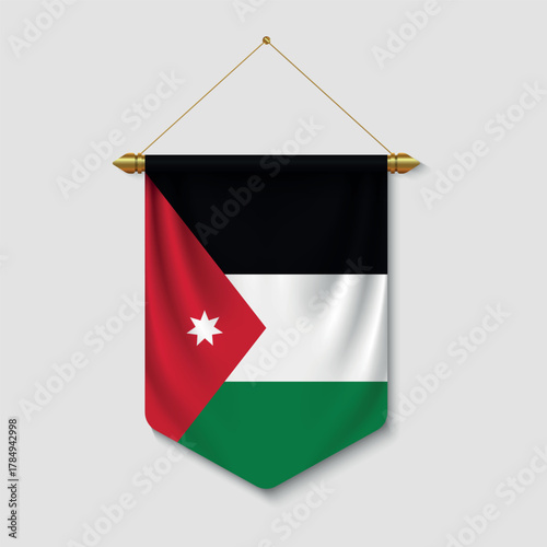 Realistic Hanging Flag of Jordan Pennant