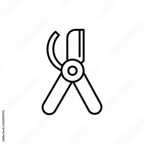 Line drawing of garden shears a tool for cutting