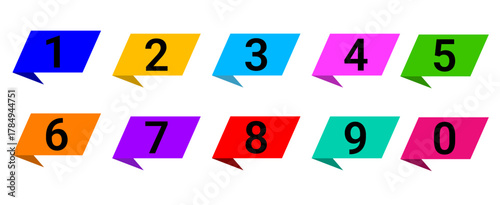 Colorful bullet points icons from 0 to 9. Bullet points numbers isolated on white background. Editable bullet points numbers 0 to 9.