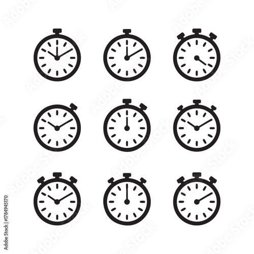 Minimalist Time Illustrations for Web, App & Infographics, Essential Clock Icons, vector illustration EPS 10.