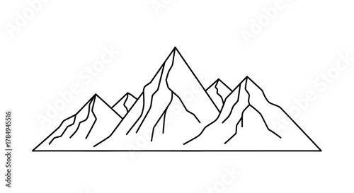 a simple line drawing of majestic mountain peaks