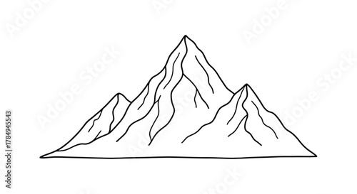 a simple line drawing of a majestic mountain peak