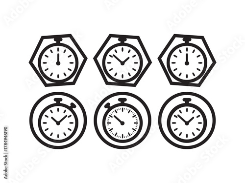 Elegant Clock Symbols Collection for Digital Interfaces, vector illustration EPS 10.