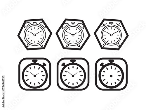 Time and Stopwatch Icon Bundle, Clean Monochrome Vector Symbol Collection, vector illustration eps 10.