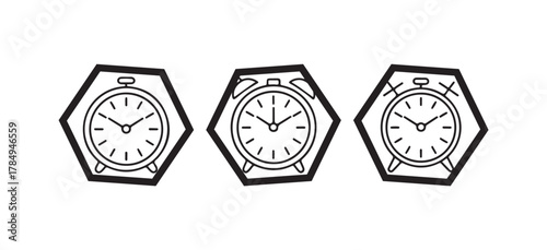 Minimal Line Art Clock & Timer Icon Collection, Modern Timepiece Vector Set  Watches, Timers & Stopwatches, vector illustration EPS 10.