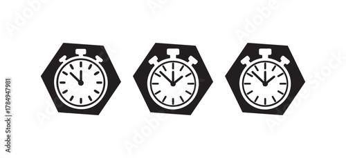 Minimal Black and White Stopwatch Icons, Timer and Clock Vector Pack, vector illustration eps 10.
